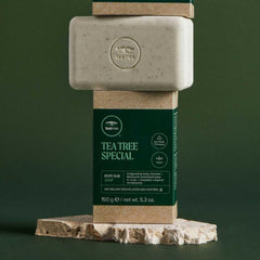 Tea Tree barra jabón aroma mentolado de menta y eucalipto.