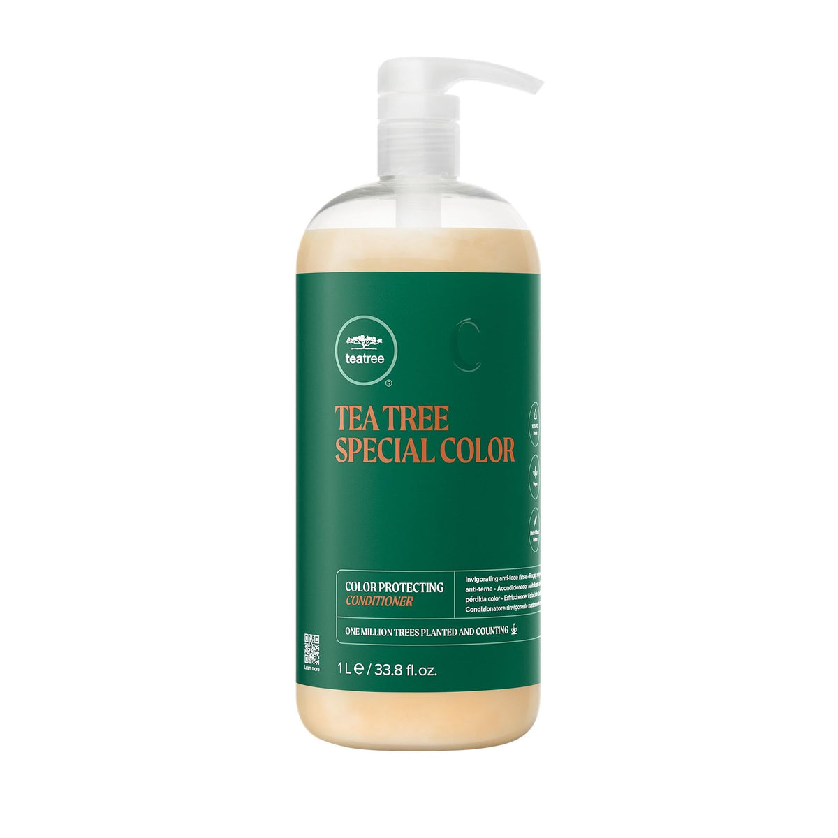 Tea Tree Special Color Conditioner botella con chorro para desenredar el cabello.