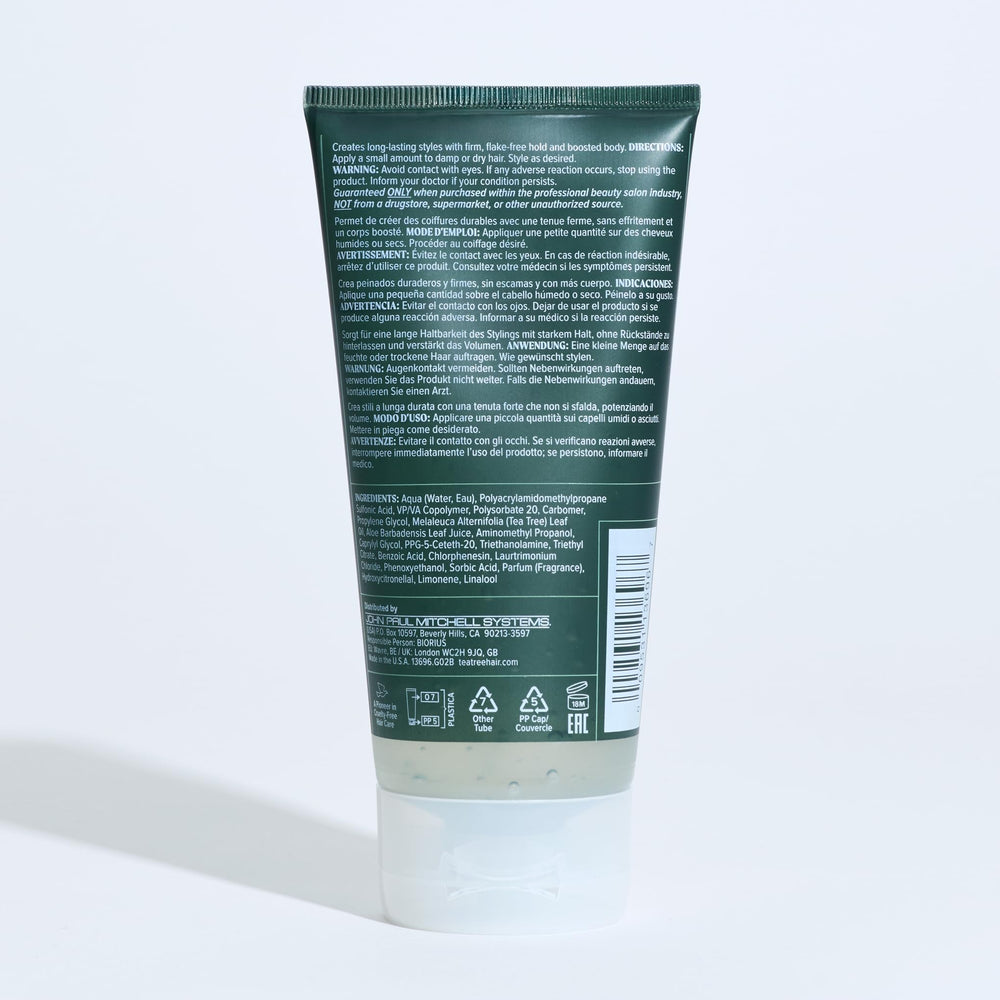 Tea Tree Firm Hold Gel: fragancia mentolada y cítrica para sensación refrescante.