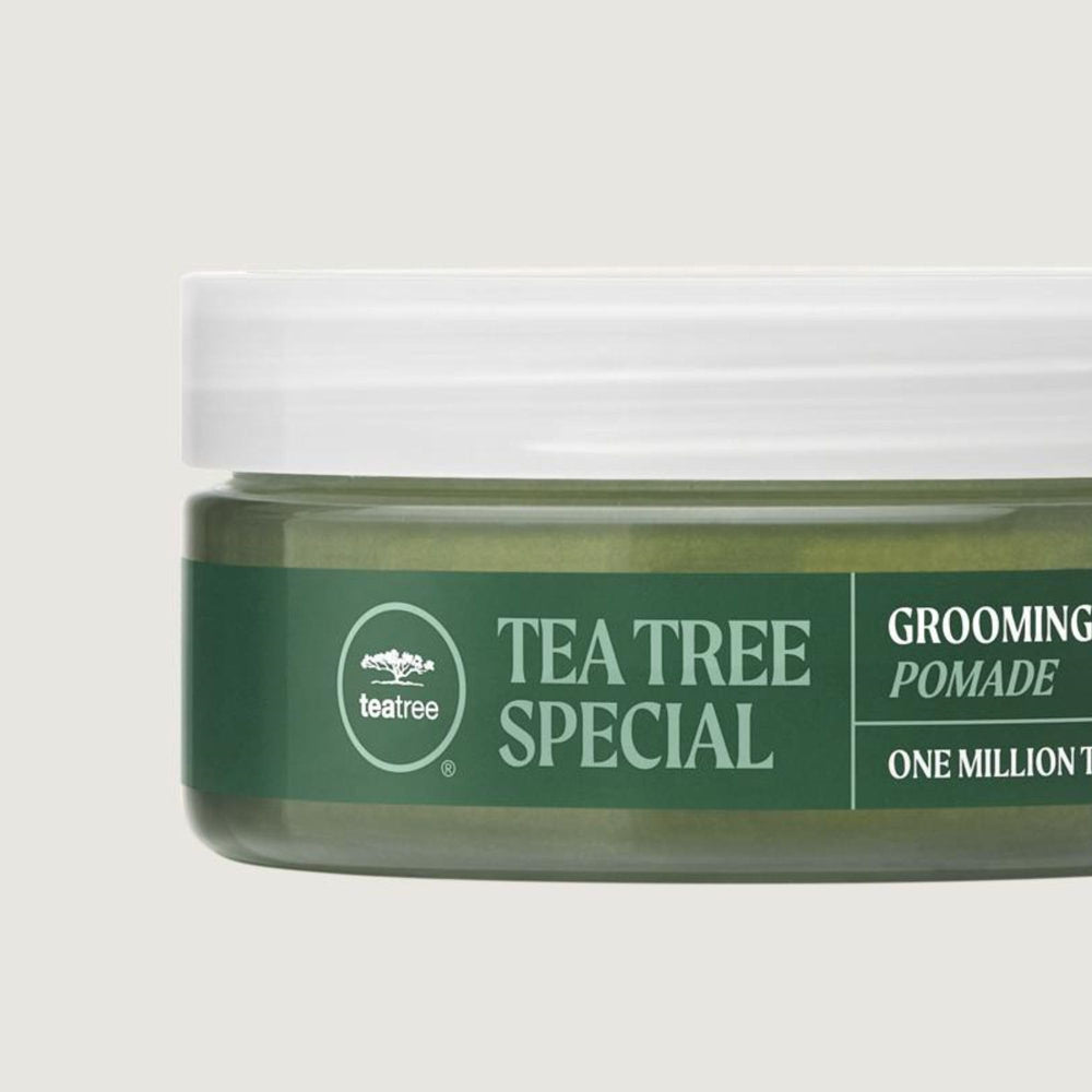Tea Tree Grooming Pomade: ideal para ondas y rizos, con fragancia mentolada.