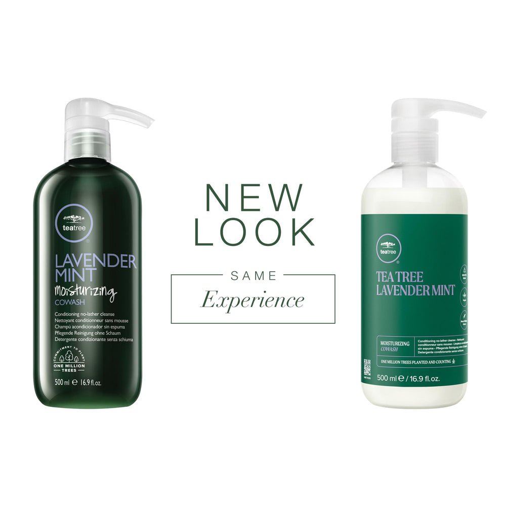 Tea Tree Lavanda Menta limpiador-acondicionador etiqueta; transmite relajación en tu rutina.