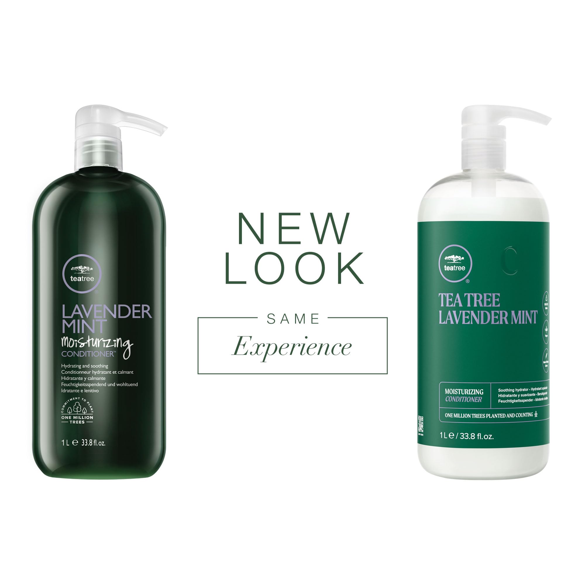 Étiquette du conditionneur Tea Tree Lavande Menthe, scent relaxant propice à la détente.