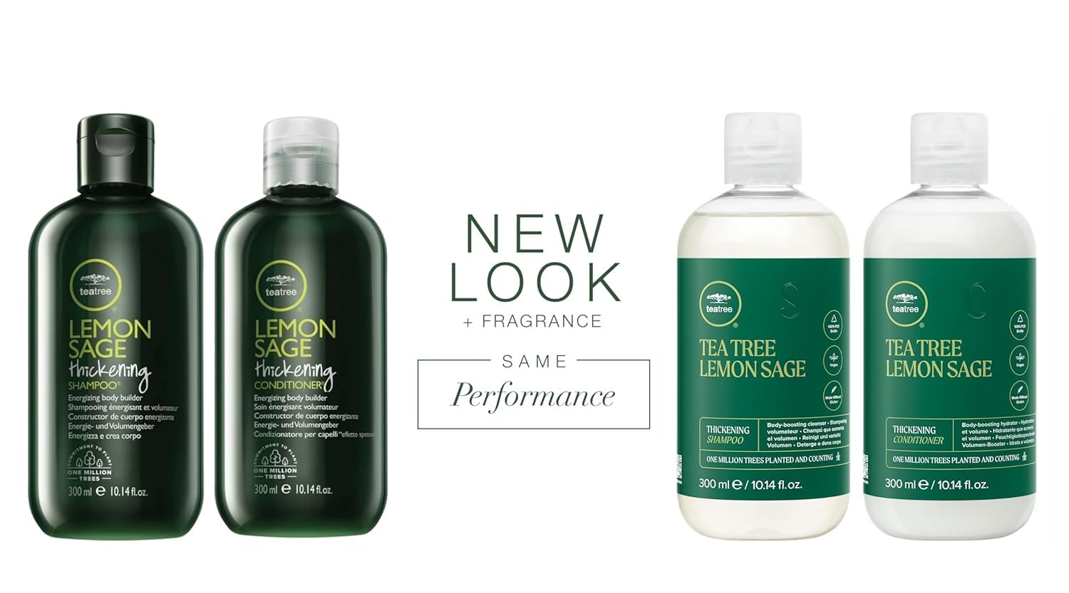Tea Tree Lemon Sage acondicionador engrosante en botella para desenredar y volumen.