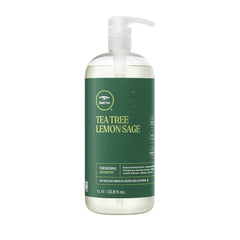 Tea Tree Lemon Sage Shampooing – Bouteille: sensation de fraîcheur et volume léger.