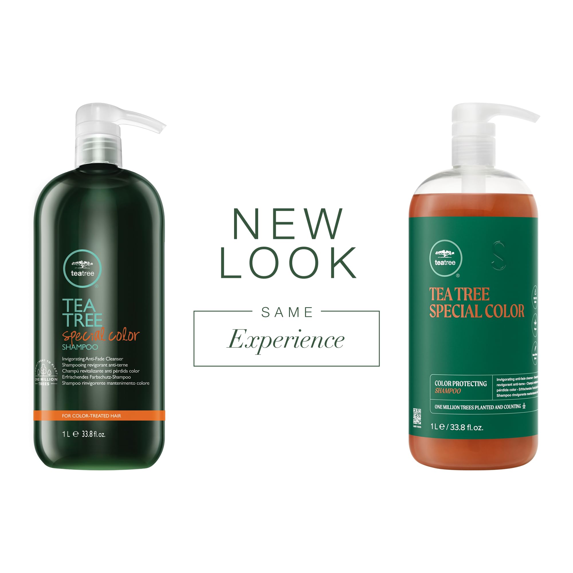 Tea Tree Special Color Shampoo vertido en la ducha, experiencia vigorizante.