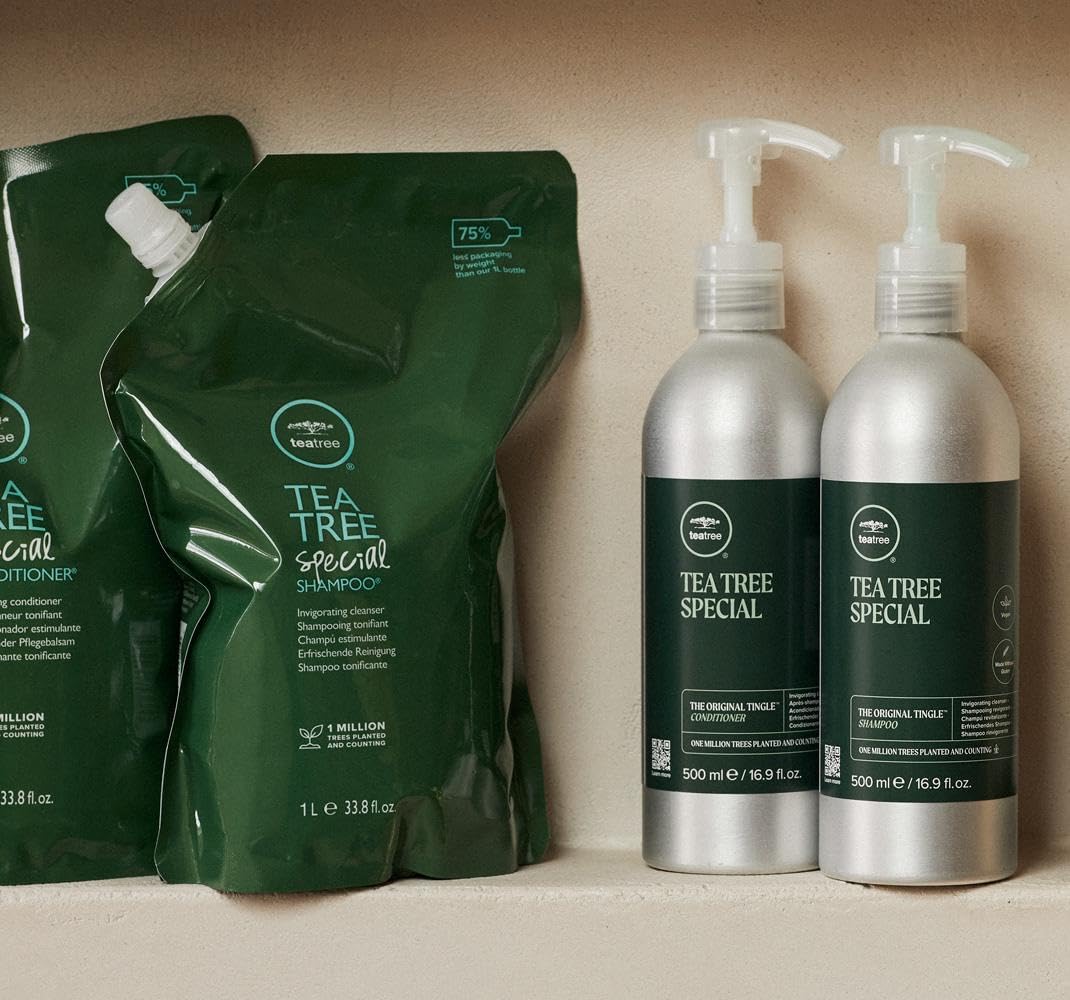 Fragancia Tea Tree con menta y lavanda en el cabello.
