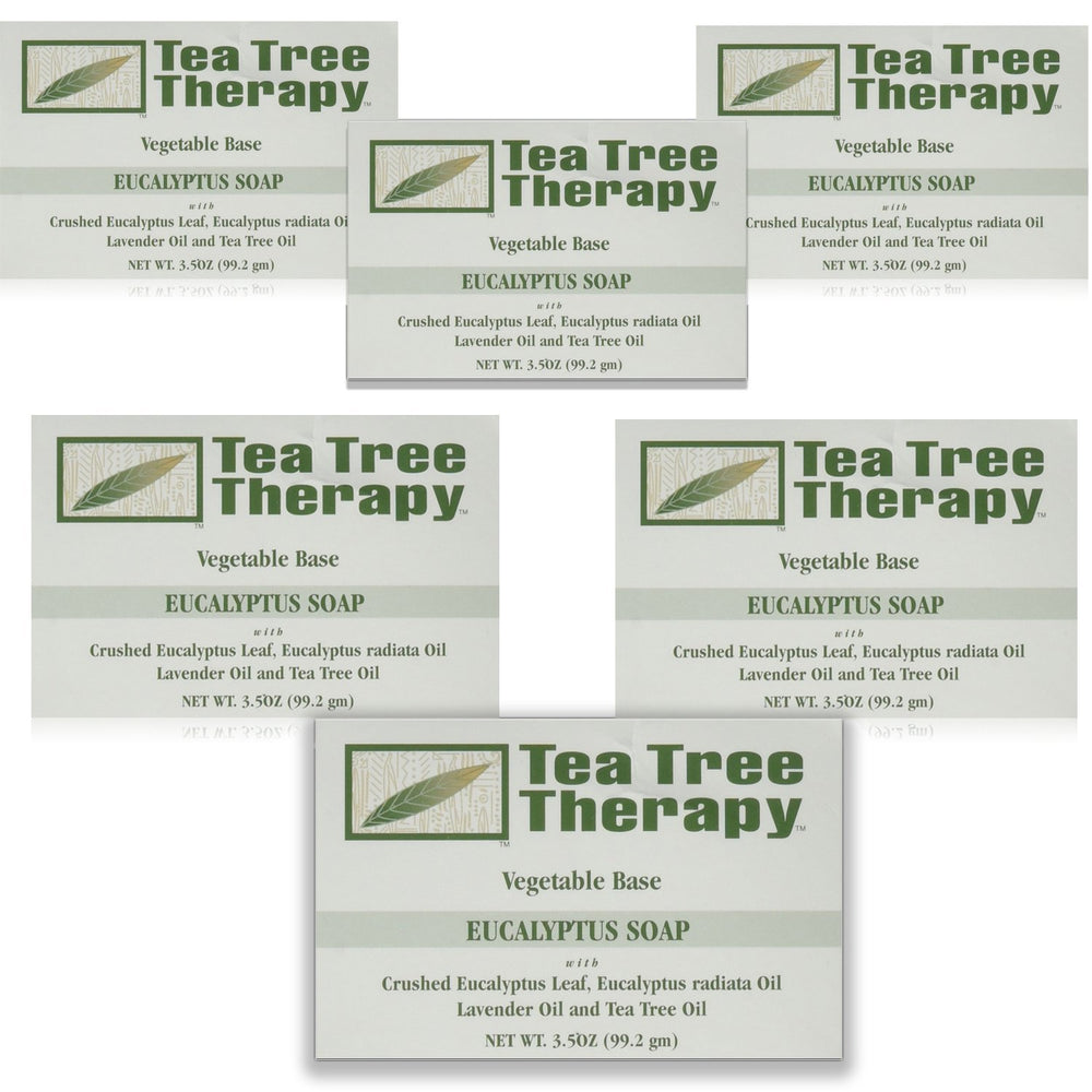 Tea Tree Therapy barra vegetal de jabón con eucalipto, aroma refrescante para piel suave.