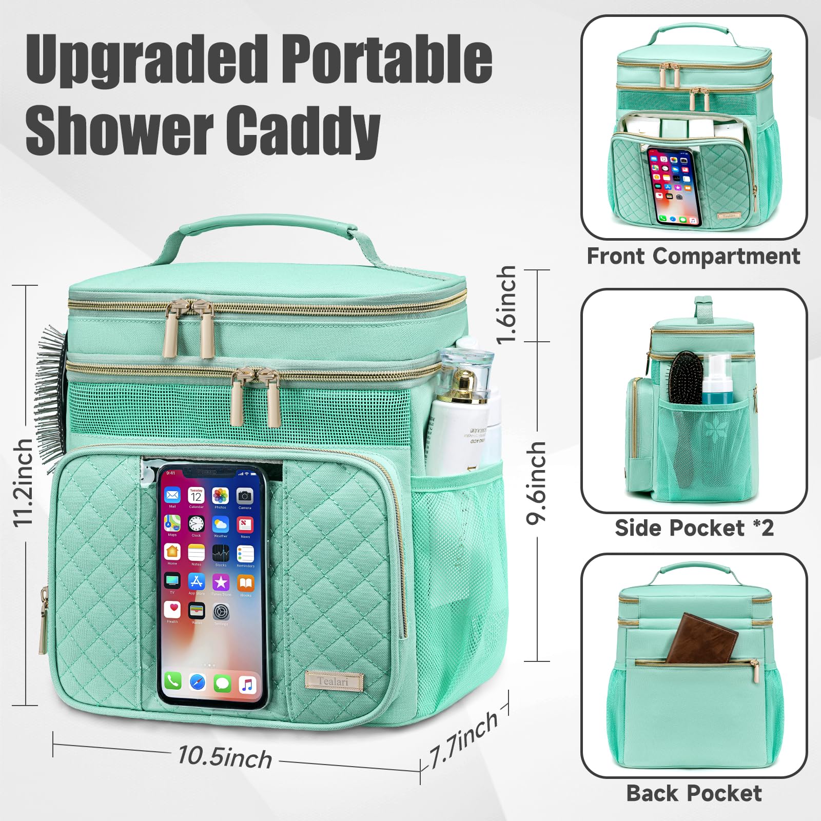 Tealari bolsa de aseo con bolsillo teléfono impermeable para acceder rápido