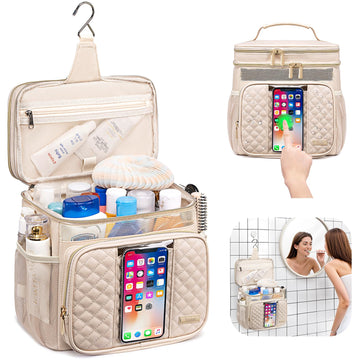 Tealari bolsa de higiene de cuero con amplio interior para cosméticos.