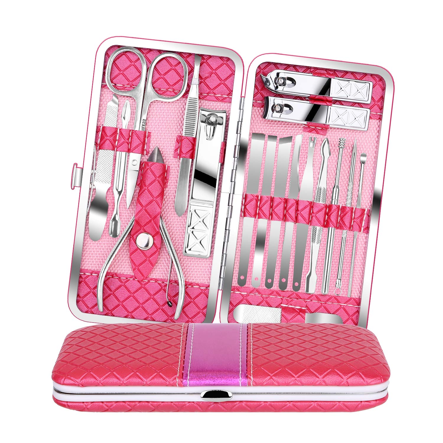 Teamkio set de manicura 18 piezas en estuche, organizado para viaje.