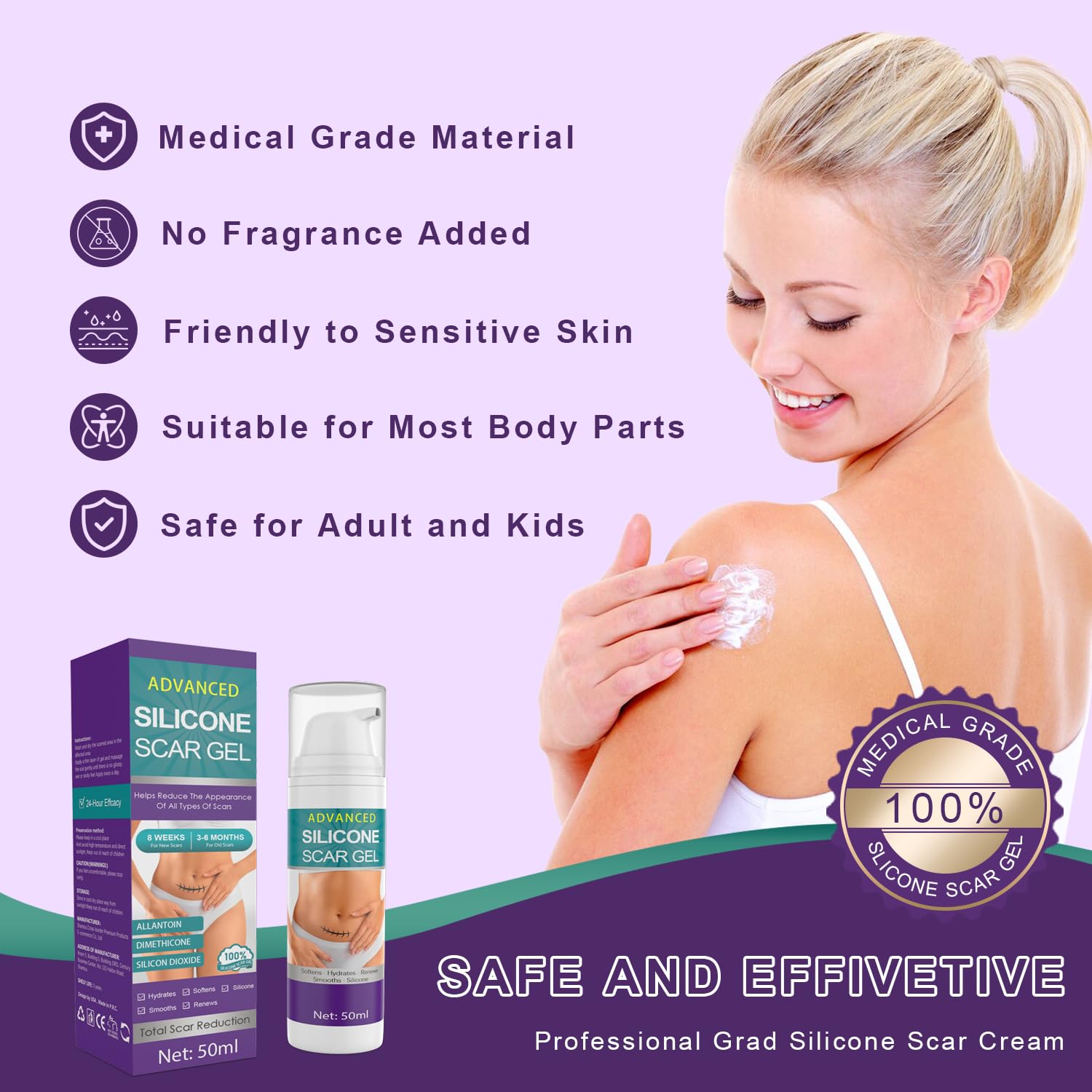 Tearich Crema Silicona para Cesárea: cuidado discreto y de absorción rápida.