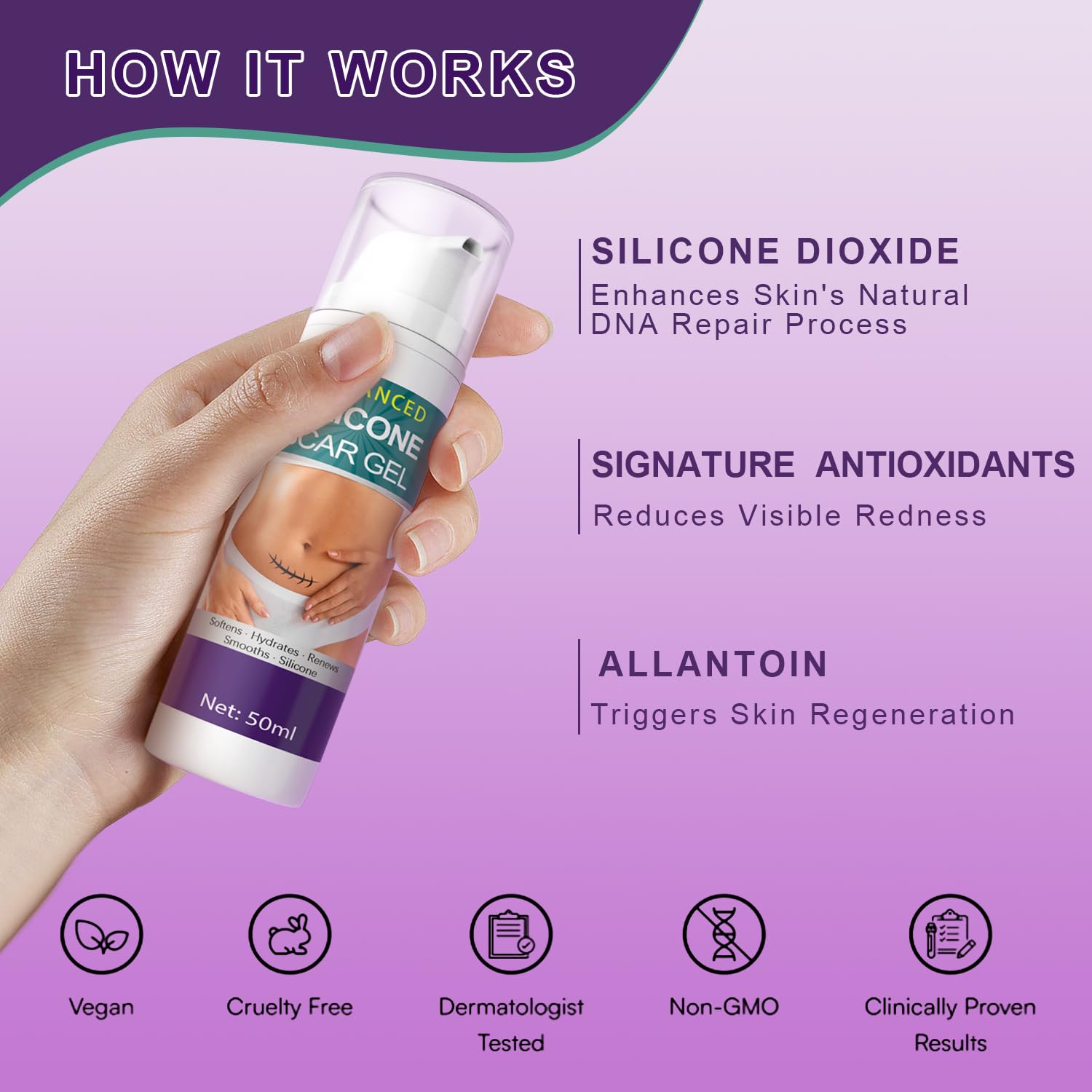 Tearich Gel Silicona para Cicatrices: alisa la textura y humecta la piel.