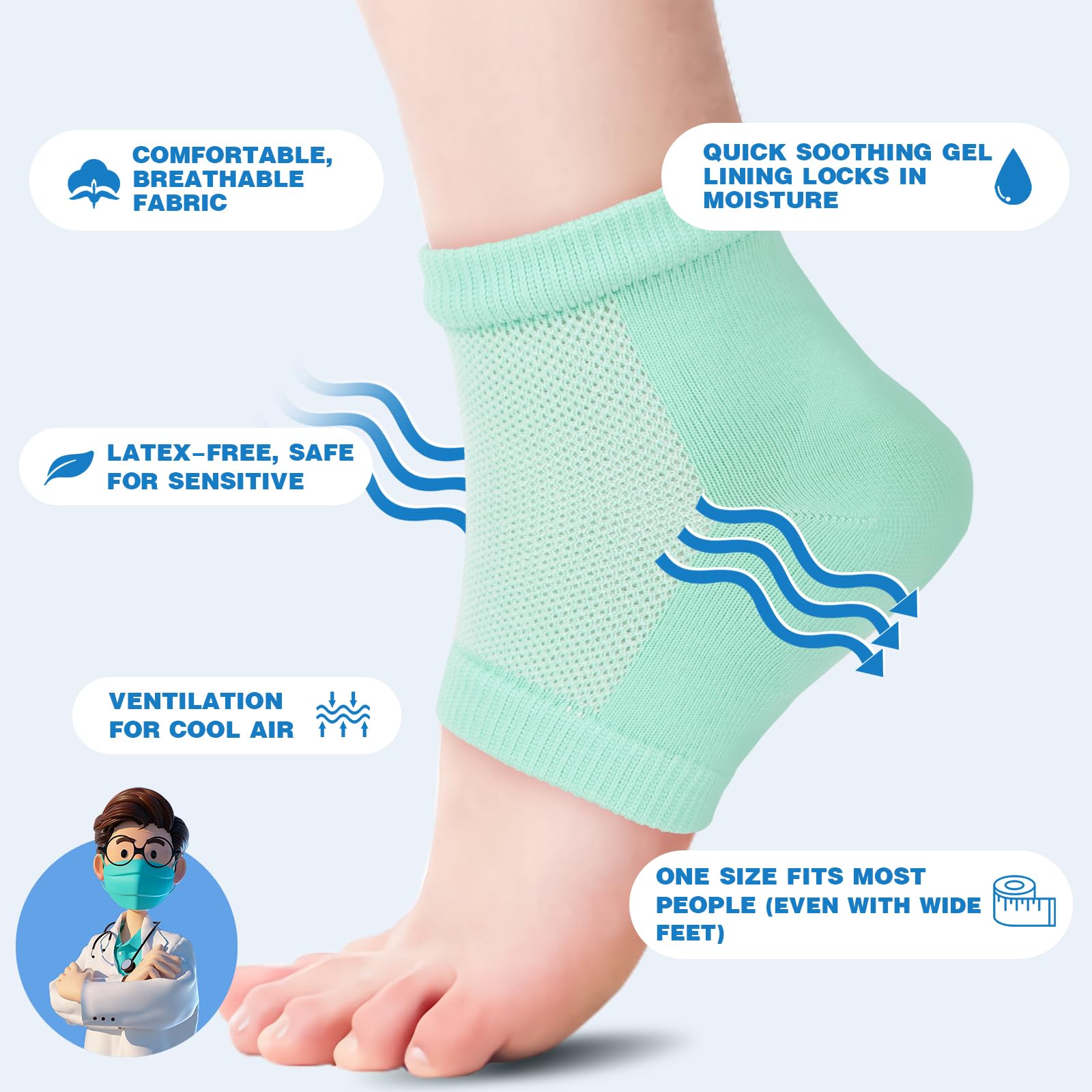 Utilisation jour et nuit TEAWOO pour une hydratation continue des pieds.
