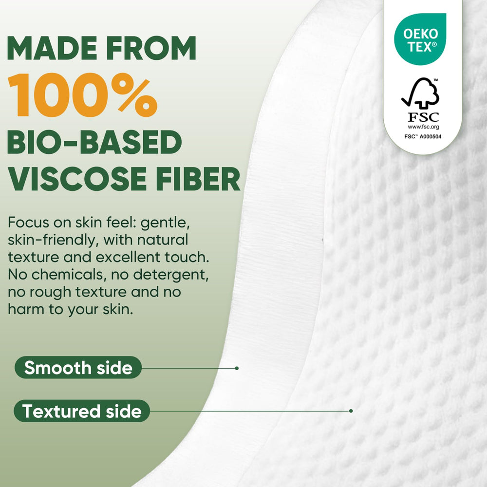 TEAWOO toallas viscosa 100% para piel sensible, enfoque doble cara para maquillaje.
