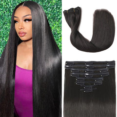 Tebelove extensiones con clip de 16 pulgadas en negro 1B, volumen inmediato