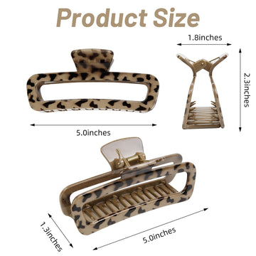 TEBIEKOY pinza extralarga leopardo cafe para peinar cabello grueso.