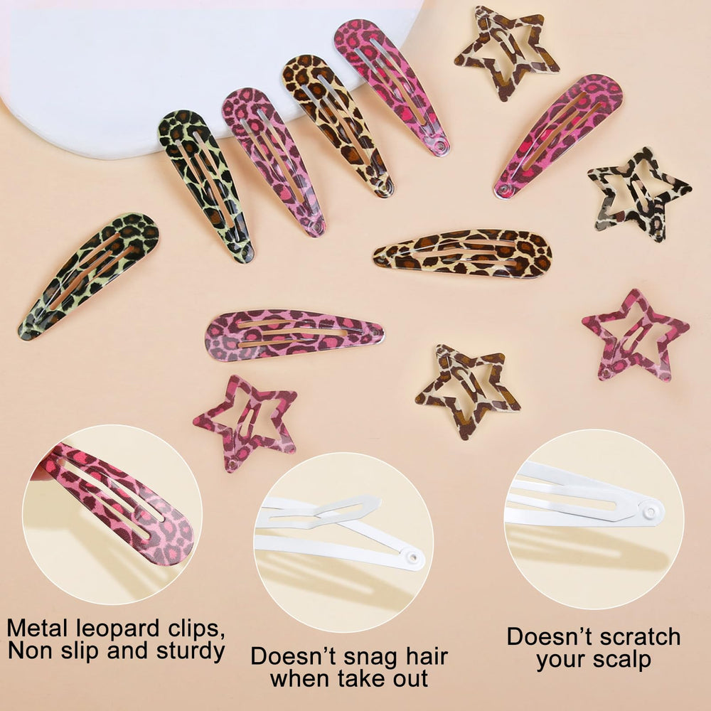 TEBIEKOY clip gota leopardo rosa: práctico para recogidos rápidos