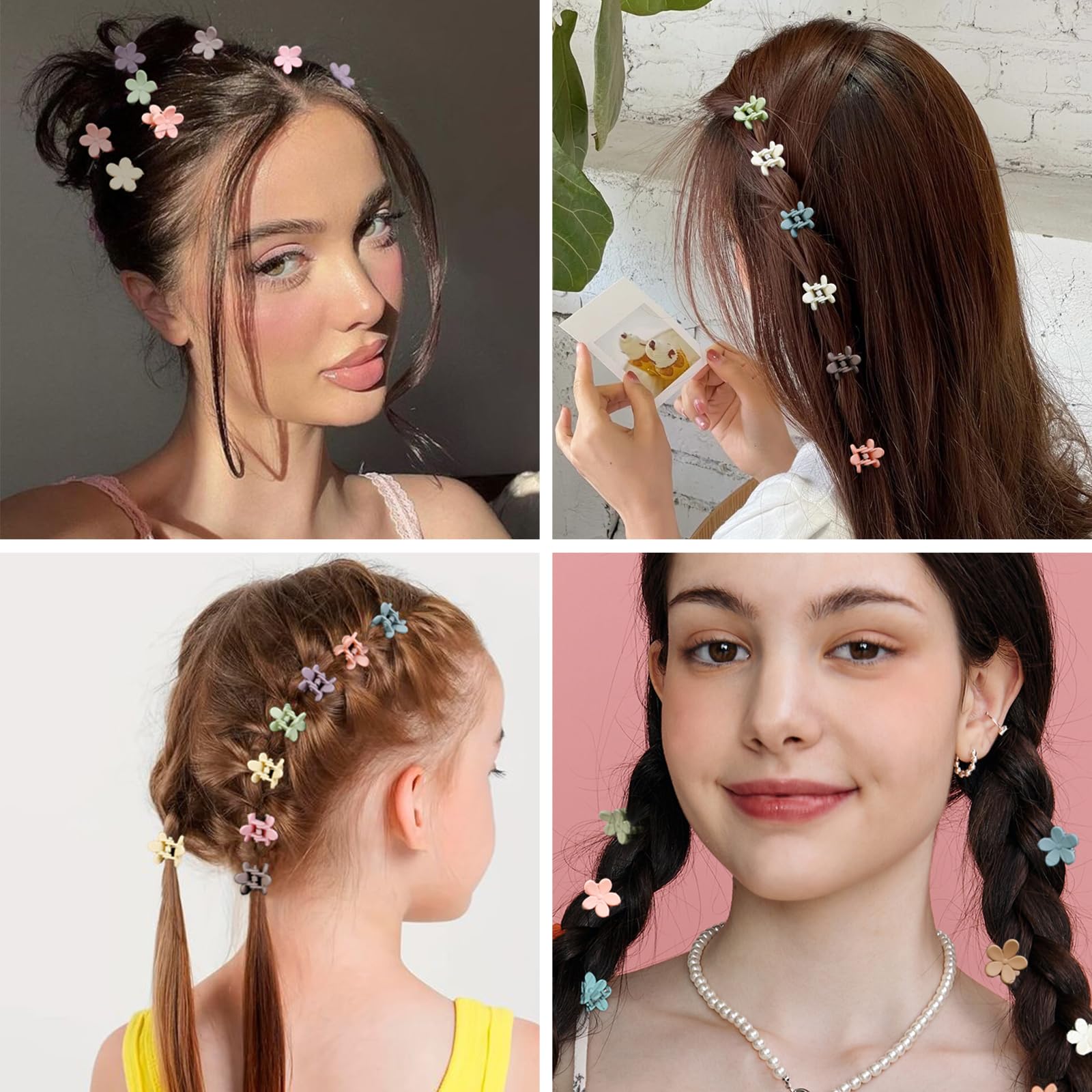 TEBIEKOY set de 100 clips flor mini facilita combinar con cualquier atuendo.