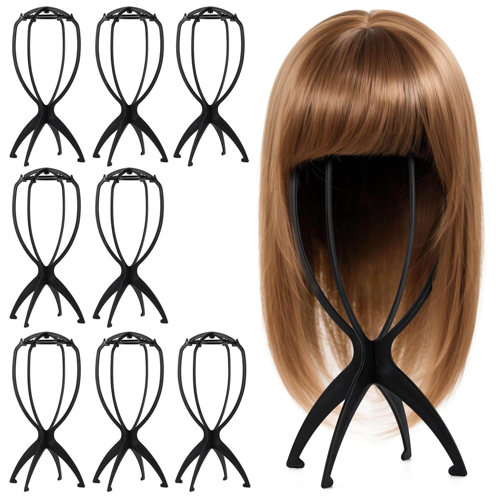 Tecbeauty nueve soportes para pelucas plegables; ideal para ordenar y secar.
