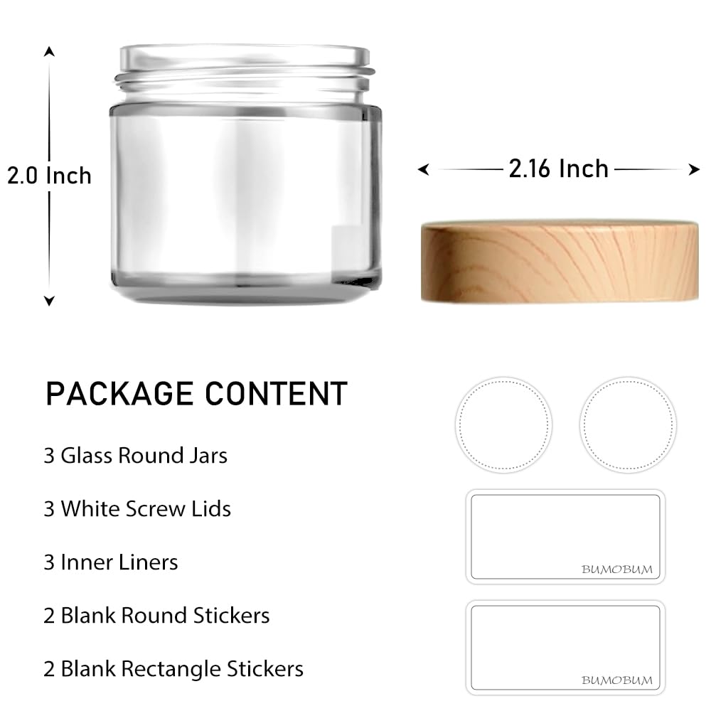 Conjunto de 3 tarros 2 oz para cosméticos portátiles.