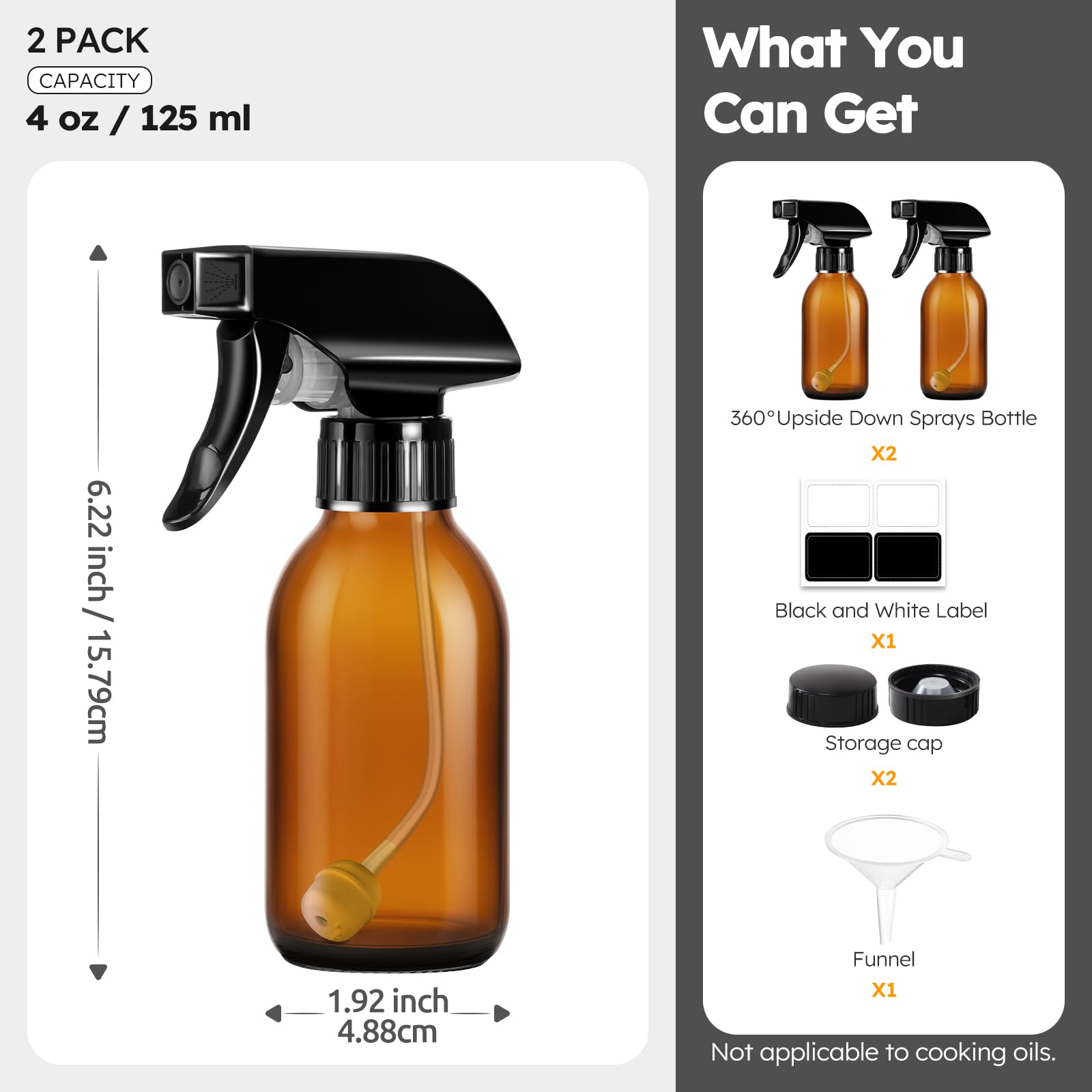 Tecohouse botella 4oz ámbar para plantas, riego ligero y cuidado de hojas.