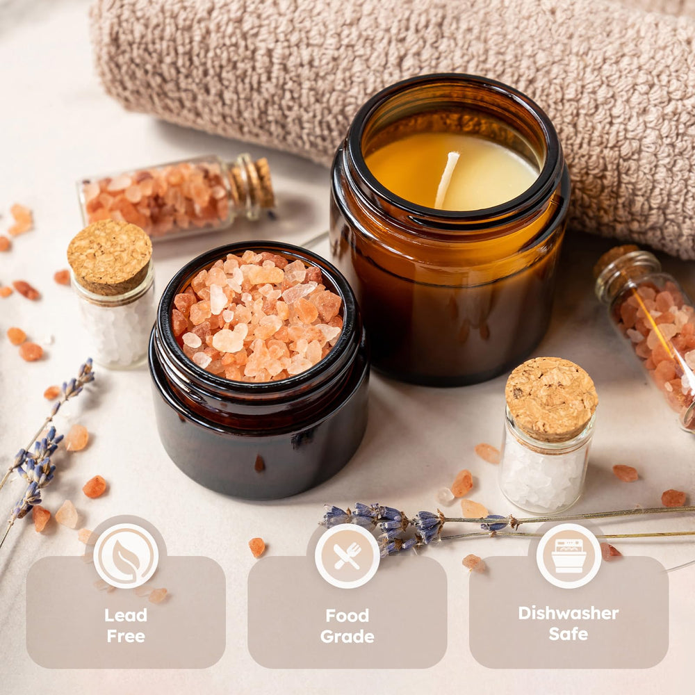 Tecohouse frasco ámbar 4oz para velas y DIY, fácil limpieza