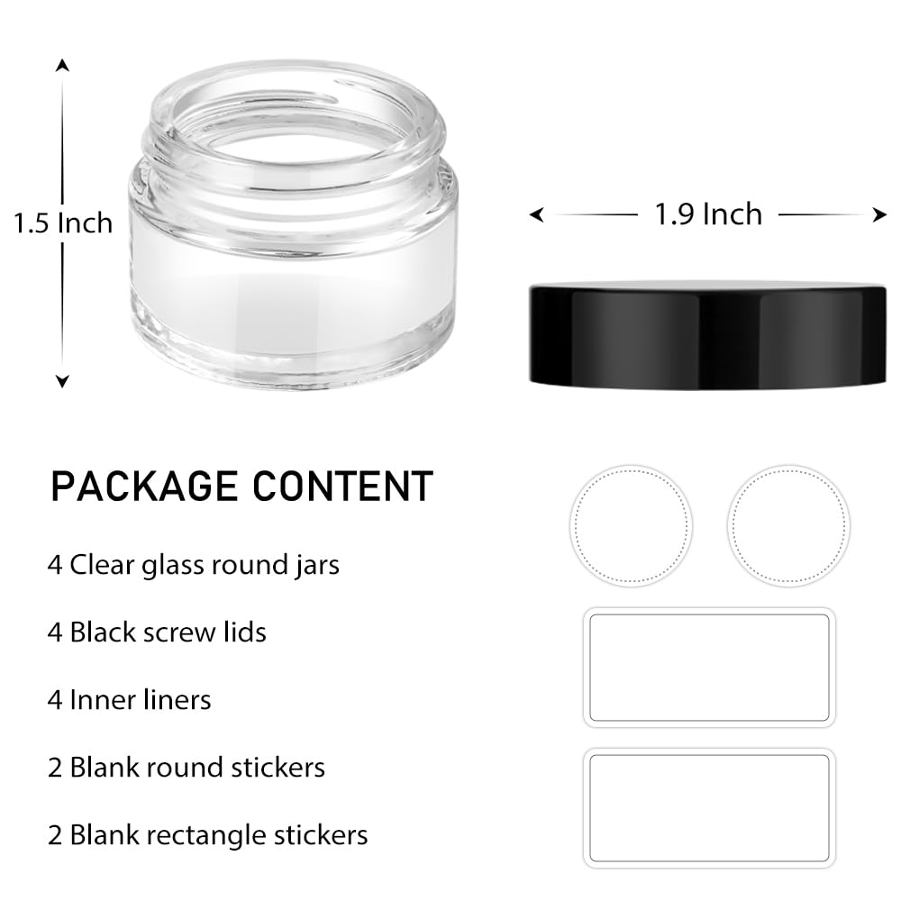 Tecohouse: paquete de 4 frascos de vidrio para cosméticos