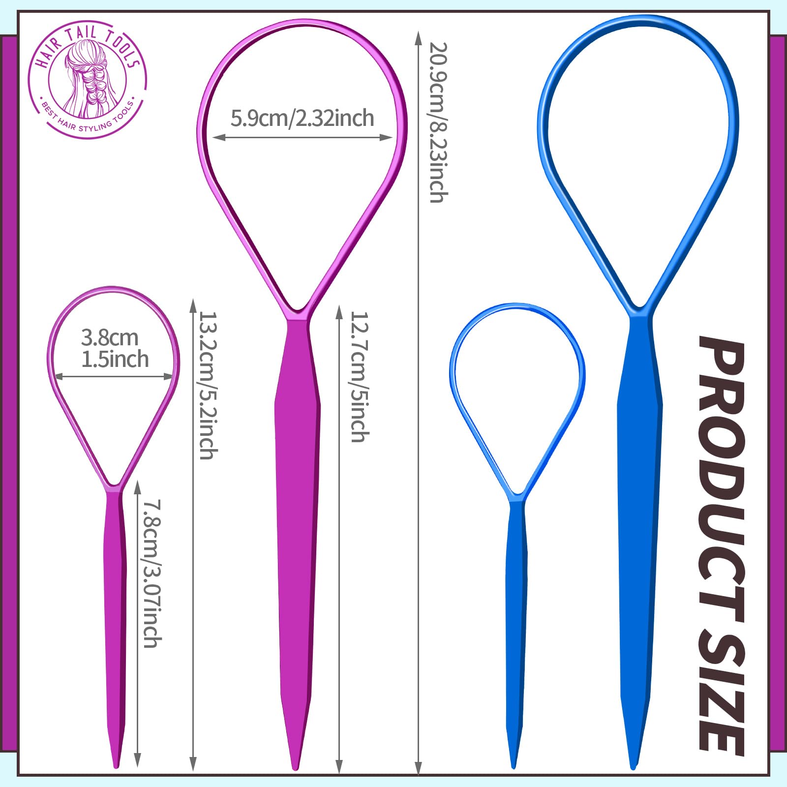 Teenitor accesorios azules para cola, facilita pasar cabello grueso