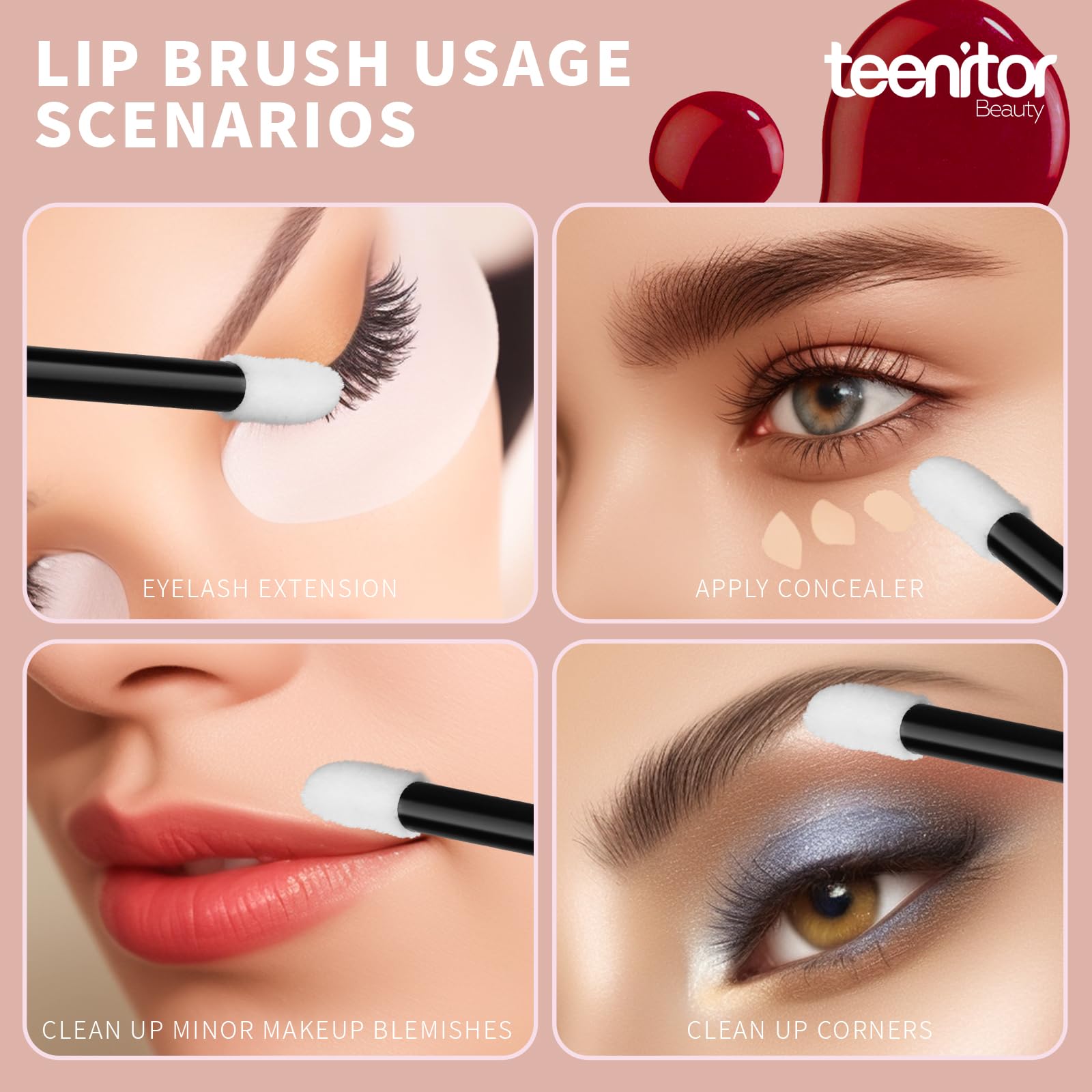 Teenitor-aplicadores-labios-pruebas-color: útiles para probar labiales y brillo.