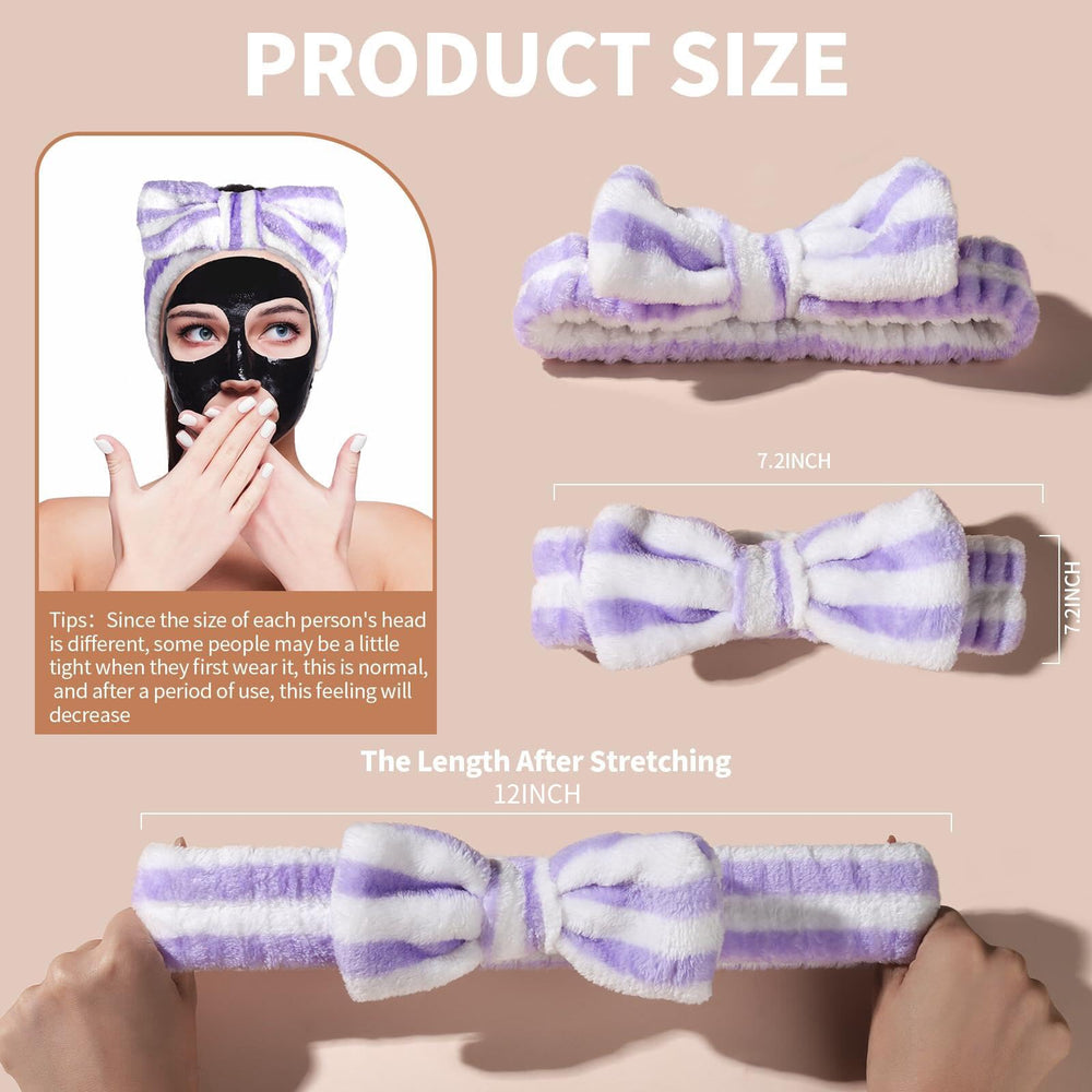 Teenitor diadema para maquillaje con lazo removible en azul, ideal para duchas y cuidado facial