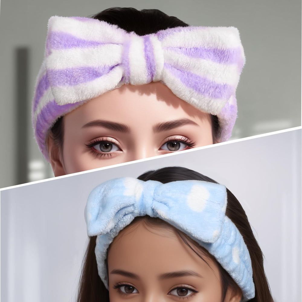 Teenitor diadema beige con lazo removible, suave y lavable para uso diario en baño y spa