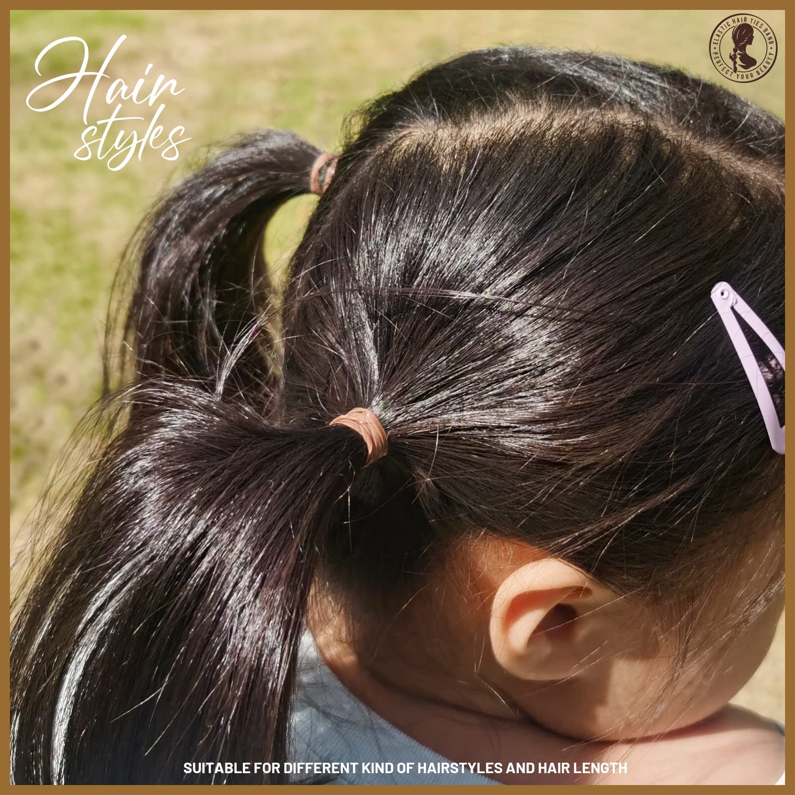 Teenitor bandas elasticas para cabello, adecuadas para niños, color marrón claro.