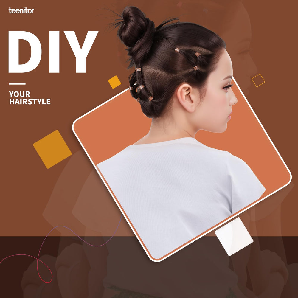 Teenitor bandas elasticas para cabello, adecuadas para oficina o estudio, marrón claro.