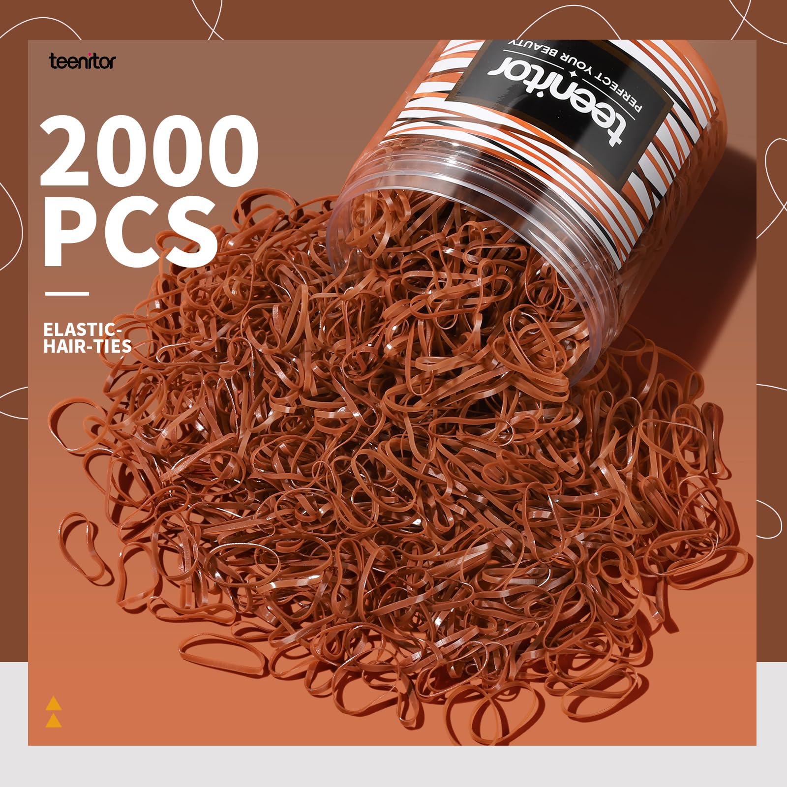 Teenitor bandas elasticas para cabello, marrón claro, útiles para peinados diarios y cola de caballo.