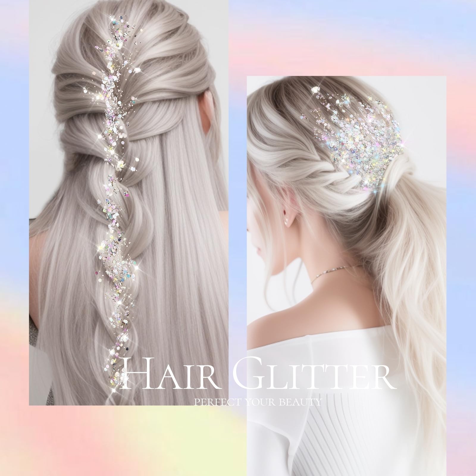 Teenitor Brillo brazos Gel Plateado: hombros y brazos brillantes