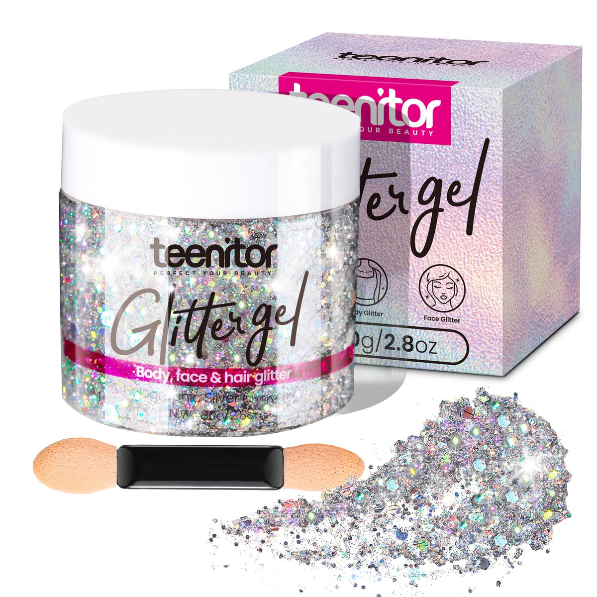 Teenitor Brillo Corporal Gel Disco: brillo intenso para cuerpo y festival