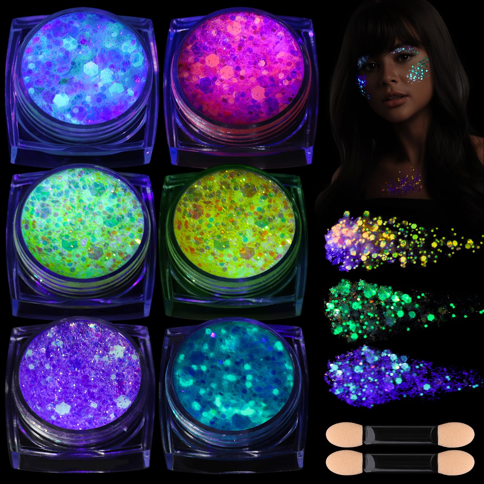 Teenitor gel brillos nocturnos para piel bajo luz negra