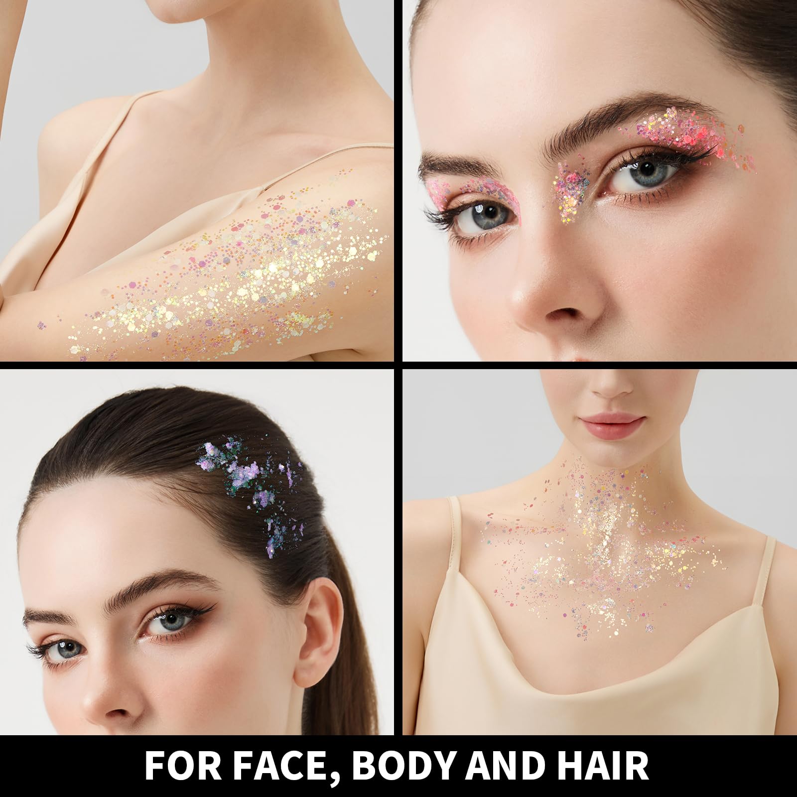 Teenitor brillos para ojos y cabello, luz ultravioleta
