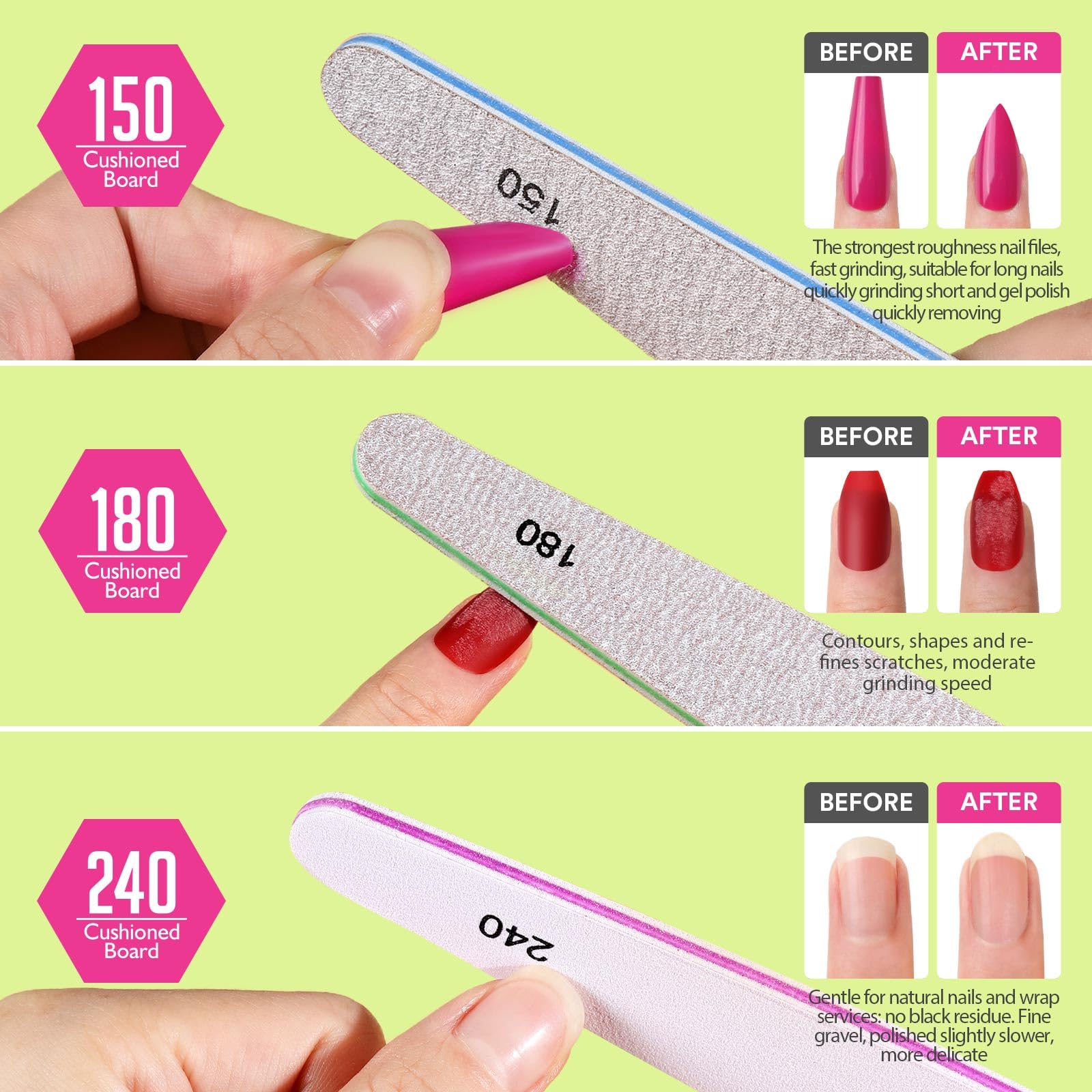 Teenitor buffers 100/180 y 220/280 para alisar la superficie de uñas.