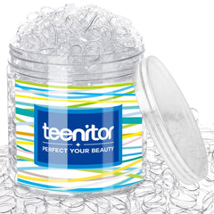 Teenitor coleteros elásticos transparentes: 2000 piezas para peinados variados y duraderos.
