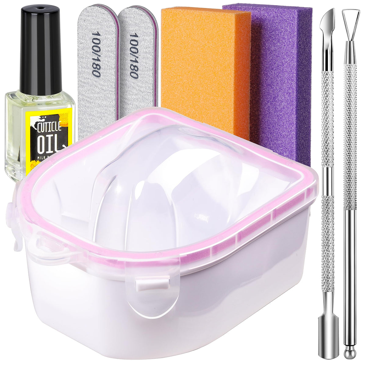 Teenitor cuenco de remojo para uñas con doble capa, cómodo para remover esmalte