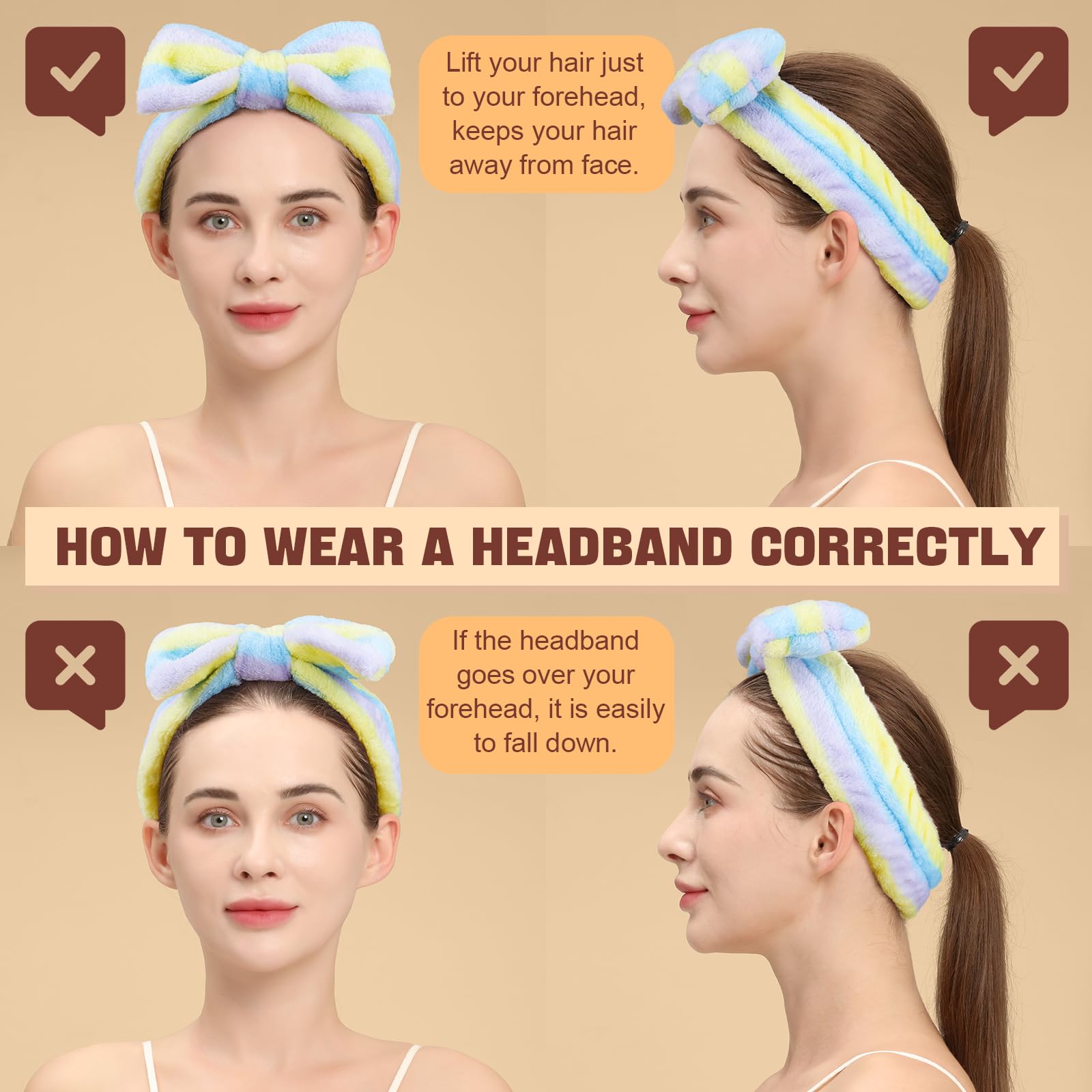 Diadema Teenitor cuidado facial, útil para lavar la cara y aplicar cremas.