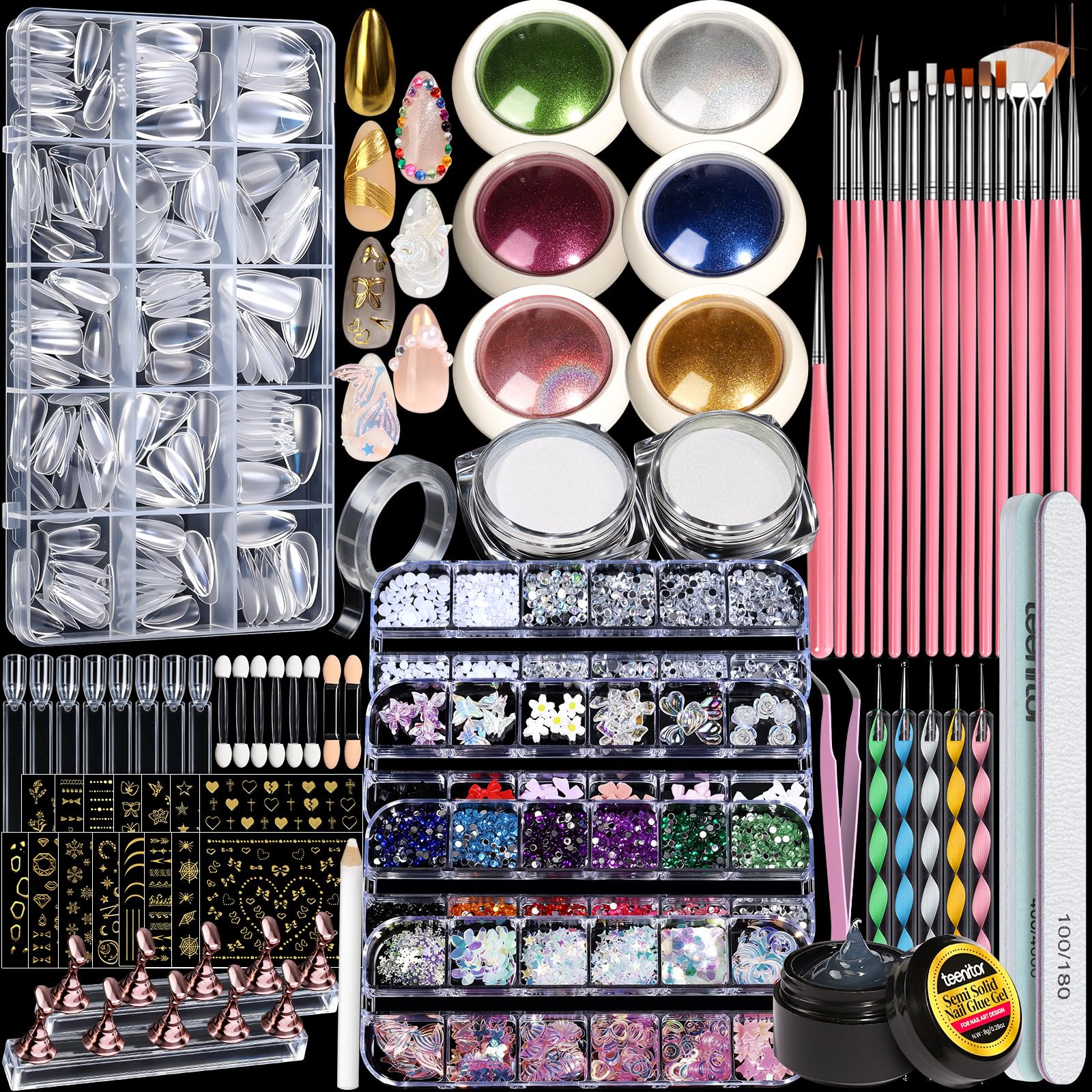 Teenitor embouts d'ongles amande au fini mat pour un look élégant.