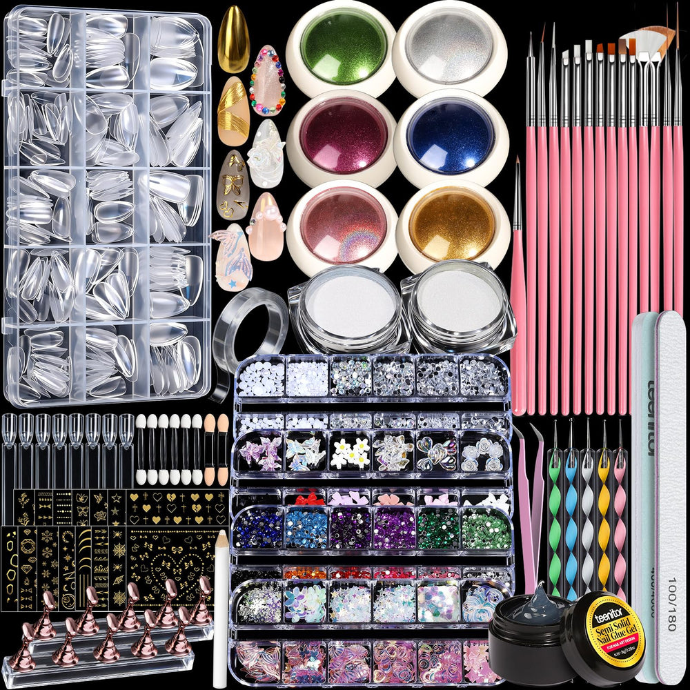 Teenitor embouts d'ongles amande au fini mat pour un look élégant.