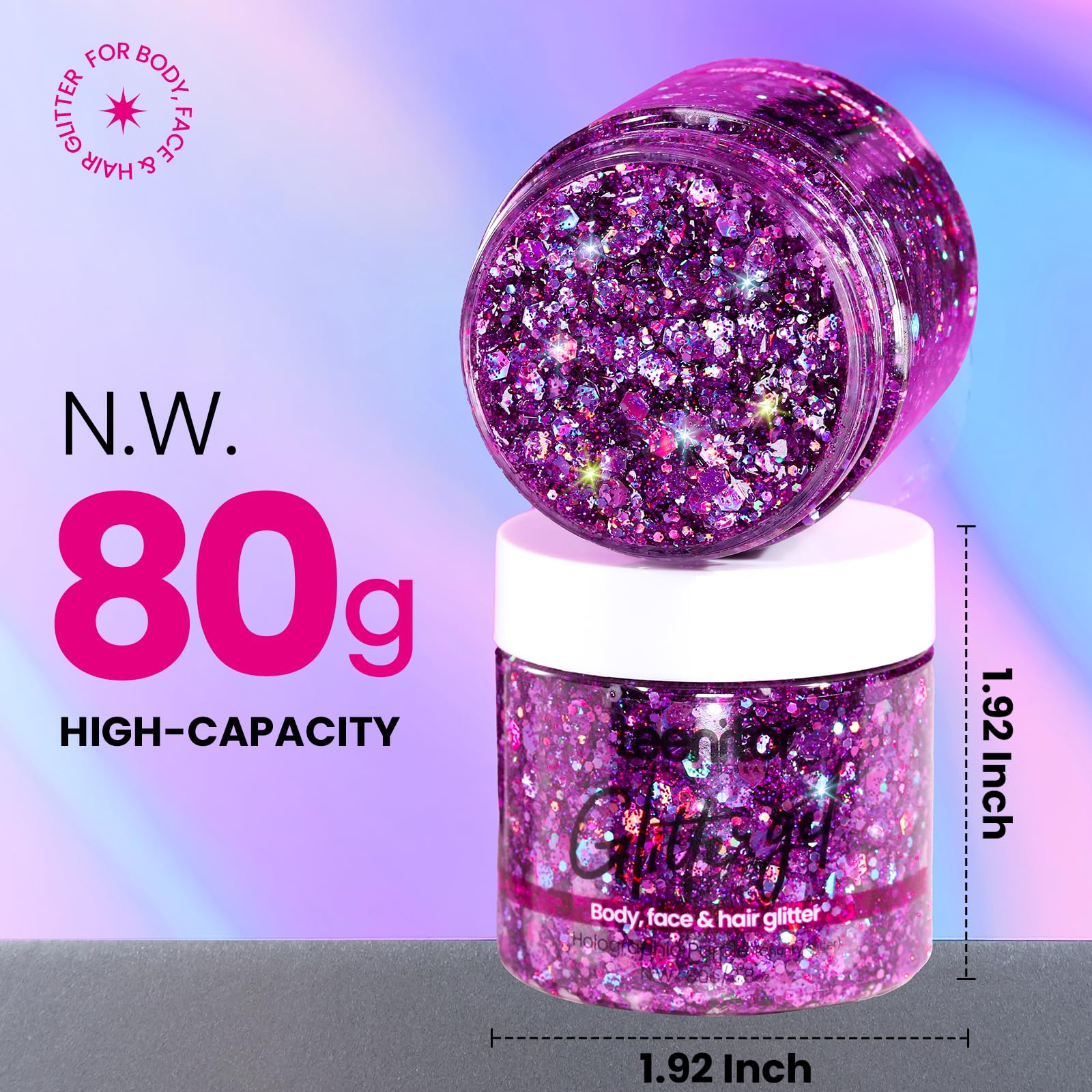 Teenitor gel brillo cara púrpura para maquillaje duradero y deslumbrante.