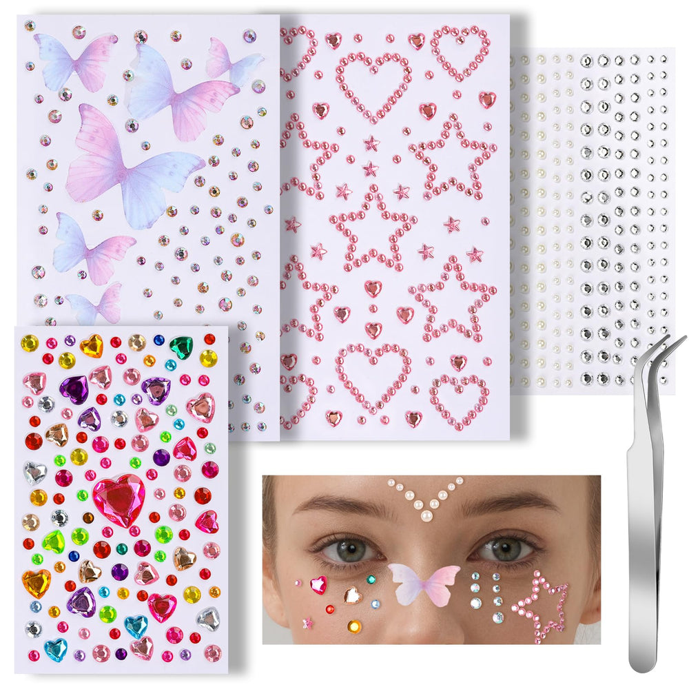 Gemas faciales Teenitor con cristales y perlas para maquillaje brillante