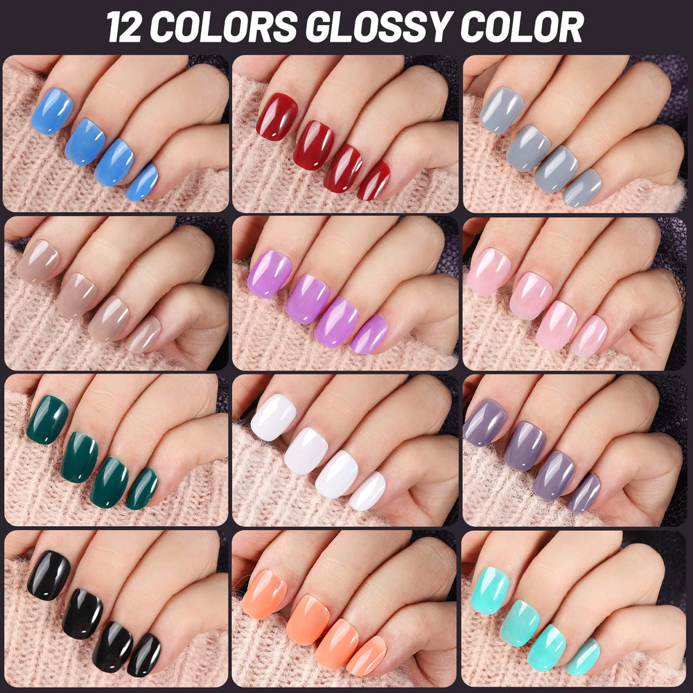 Teenitor glossy nails 12-color set for salon-like shine.