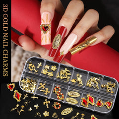 Teenitor gold nail beads in 6 sizes for textured designs