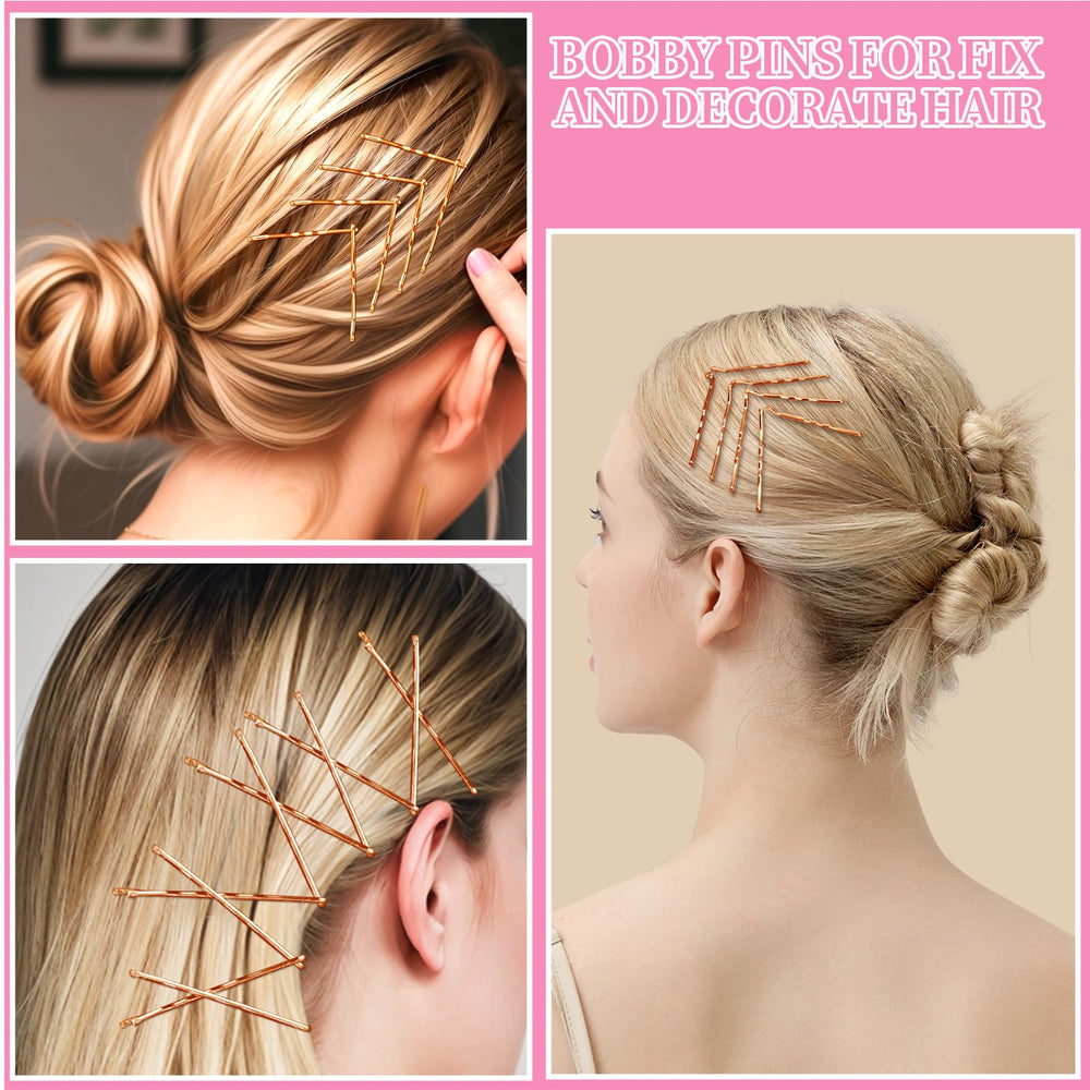 Teenitor horquillas rosado-oro de 2 pulgadas claras para un look discreto