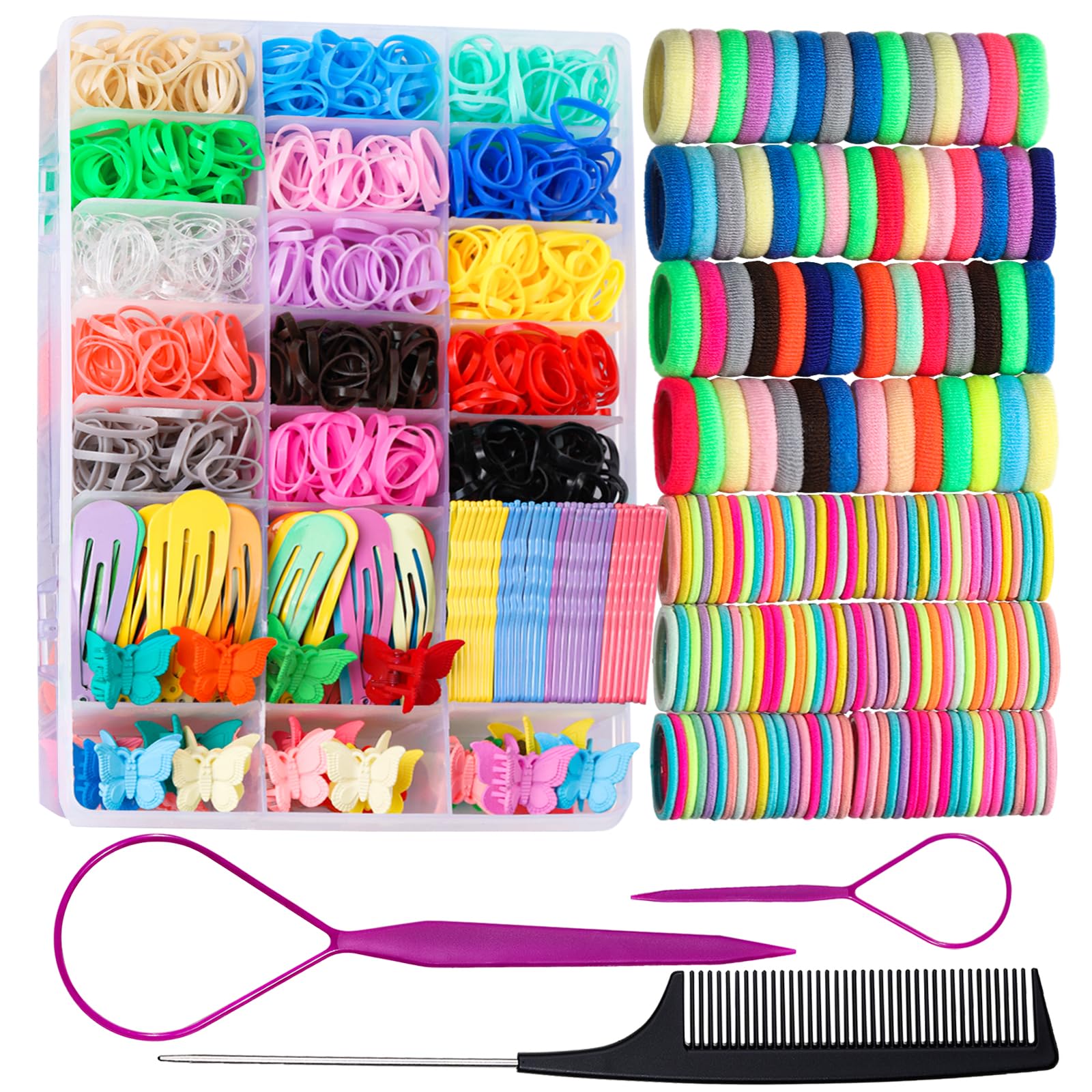 Teenitor lazos elásticos para cabello: 1250 piezas en colores vivos para peinados.